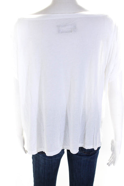AllSaints Co Ltd Spitalfields Womens White Cotton Scoop Neck Tee Top Size 12