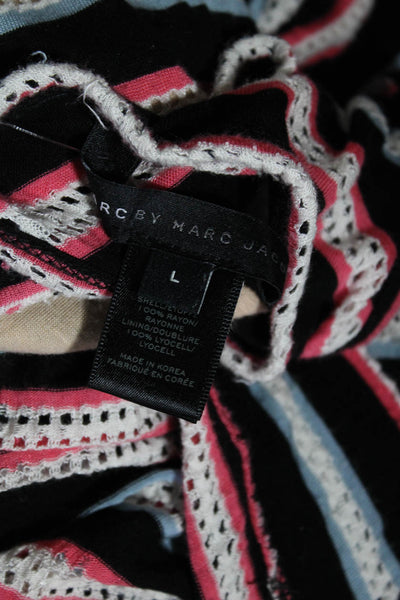 Marc By Marc Jacobs Womens Black Multi Striped Scoop Neck Tank Dress Size L