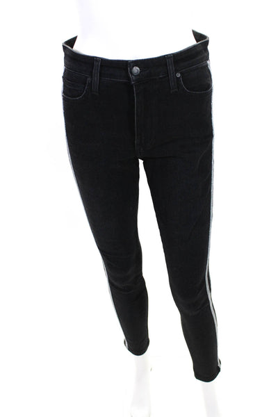Joes Womens Metallic Side Striped High Rise Dark Wash Skinny Jeans Black Size 27