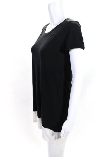 Theory Womens Colorblock Short Sleeved Round Neck Shift Dress Black White Size M