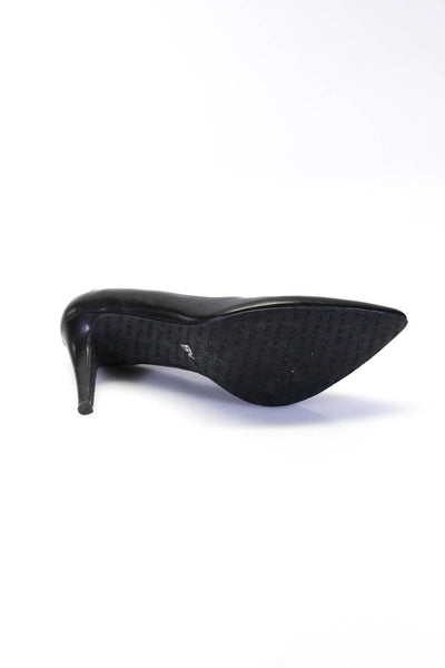 Tahari Womens Pointed Toe Slip On Stiletto Pumps Black Leather Size 10