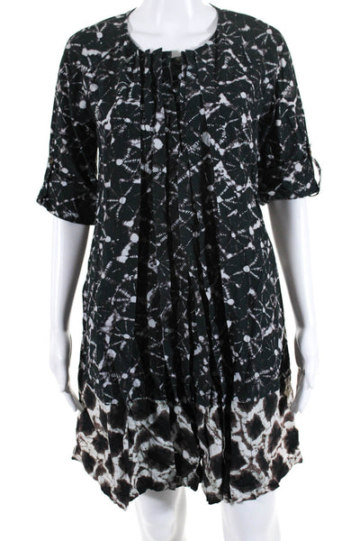 Thakoon for Target Womens Cotton Abstract Pleat Button A-Line Dress Black Size M