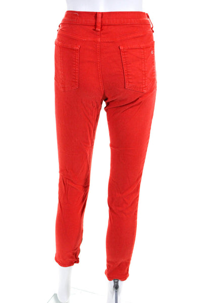 Rag & Bone Womens Cotton Buttoned Zipped Hem Skinny Pants Orange Size EUR29