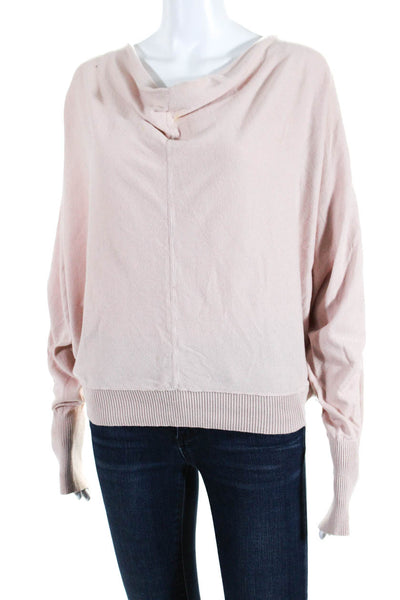 Allsaints Womens Cotton Batwing Long Sleeve Back Buttoned Sweater Pink Size S