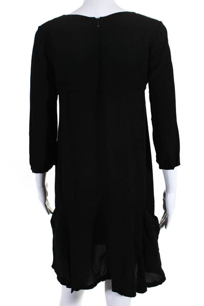 Ba&Sh Womens Cotton Darted 3/4 Sleeve Back Zipped A-Line Maxi Dress Black Size 0