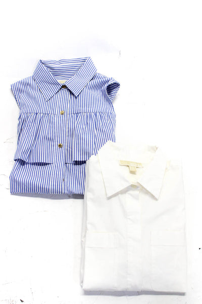 Michael Michael Kors Women's Sleeveless Collar Shirts White Blue Size S M Lot 2