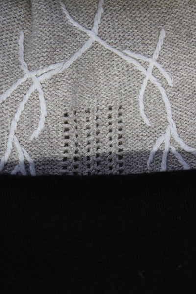 Cable & Gauge Women's Crewneck Sweater V Neck Poncho Black Beige Size M/L Lot 2