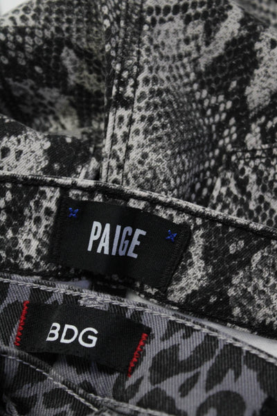 Paige Women's Midrise Straight Leg Denim Pant Black Animal Print Size 30 Lot 2