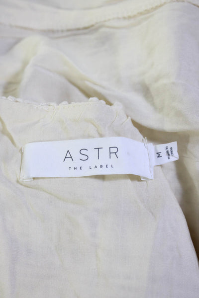 ASTR The Label Womens Solid Crochet Flutter Sleeve Romper Cream White Size M