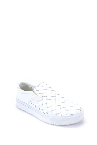 Marc Fisher LTD. Womens Calla Woven Leather Slip On Sneakers White Size 10