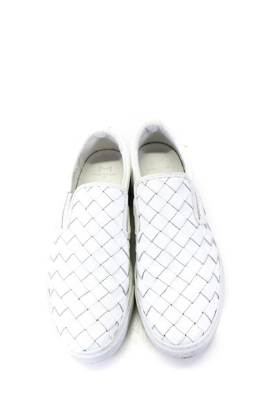 Marc Fisher LTD. Womens Calla Woven Leather Slip On Sneakers White Size 10