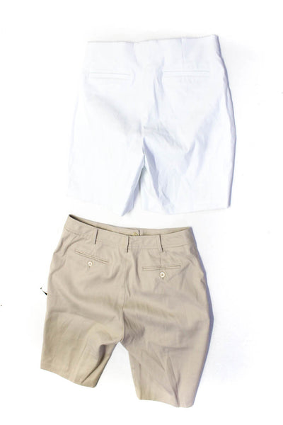 Elle Brooks Brothers Womens Flat Front Bermuda Shorts White Tan Size M 6 Lot 2