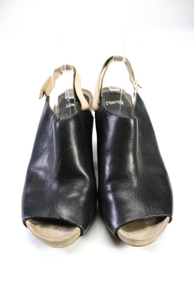 Camper Womens Leather Slingbacks Sandal Heels Black Size 38 8