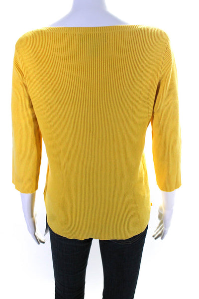 Lauren Jeans Company Womens Ribbed Sweater Yellow Cotton Size Medium