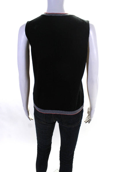 Magaschoni Womens Crew Neck Shell Sweater Black Wool Size Large