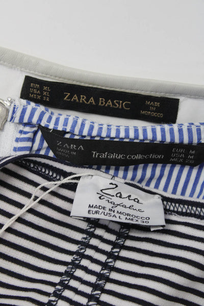 Zara Women's Round Neck Long Sleeves Blouse White XL Striped Dress L Lot 3