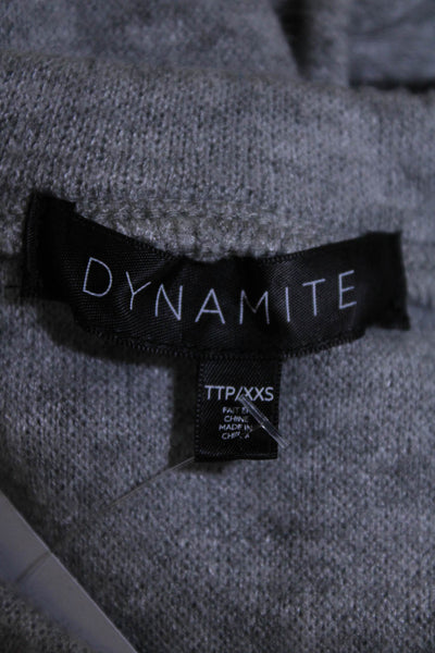 Dynamite Womens Back Belt Tie Long Sleeve Round Neck Sweater Dress Gray Size 2XS