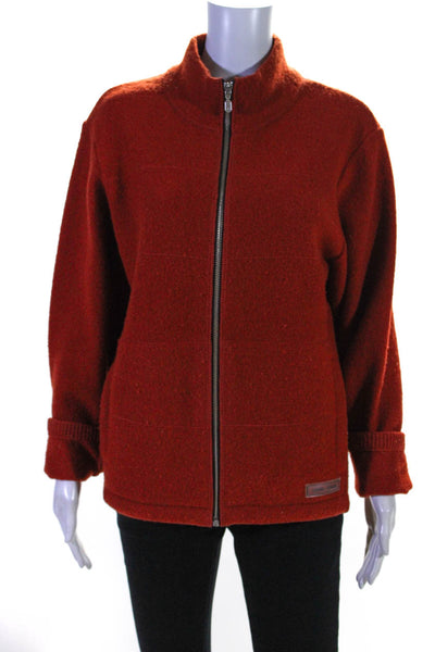 Silver Stream Women's Mock Neck Long Sleeves Full Zip Jacket Red Size S