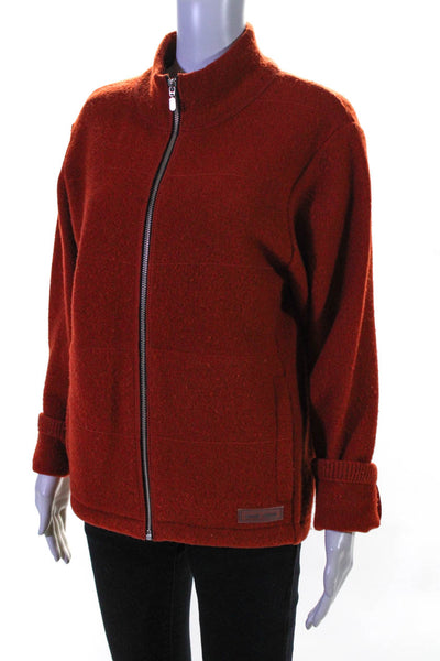 Silver Stream Women's Mock Neck Long Sleeves Full Zip Jacket Red Size S