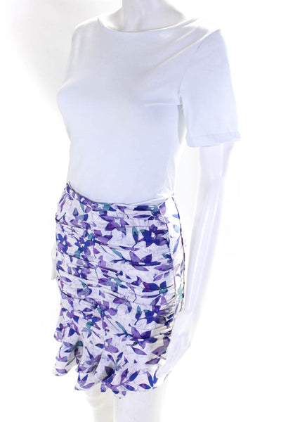 Isabel Marant Womens Side Zip Printed Milendi Skirt White Purple Size FR 34