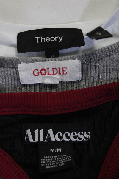 Theory All Access Goldie Womens Scoop Neck Tank Tops Gray White Red P XS M Lot 3