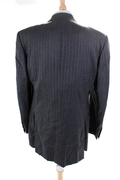 Pal Zileri Men's Three Button Notched Collar Striped Blazer Gray Size 42