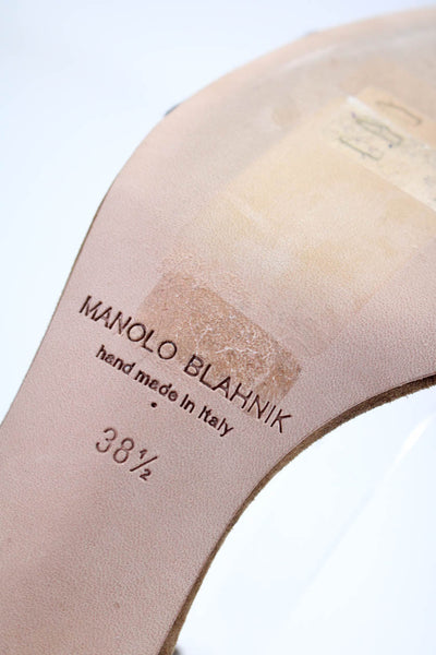 Manolo Blahnik Womens Colorblock Ankle Buckled Block Heels Brown Size EUR38.5