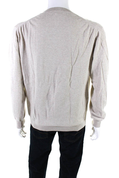 Perry Ellis Mens Brown Cotton Argyle Crew Neck Long Sleeve Sweater Top Size L
