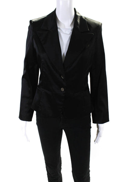 Theory Womens Black Two Button Long Sleeve Blazer Jacket Size S