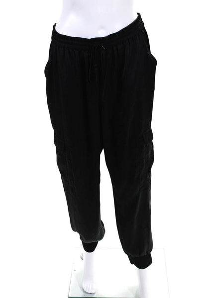 Elie Tahari Womens Black Drawstring High Rise Pull On Cuff Ankle Pants Size M