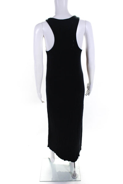 Splendid Women's Sleeveless Ribbed Snap Closure Maxi Dress Black Size S