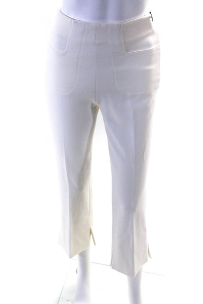 Roland Mouret Womens High Waist Split Ankle Crop Flare Crepe Pants White Size 2