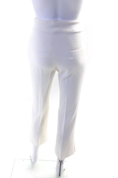Roland Mouret Womens High Waist Split Ankle Crop Flare Crepe Pants White Size 2