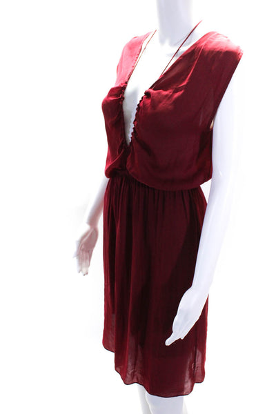 Isabel Marant Etoile Women's Sleeveless V Neck Midi Dress Red Size FR.34