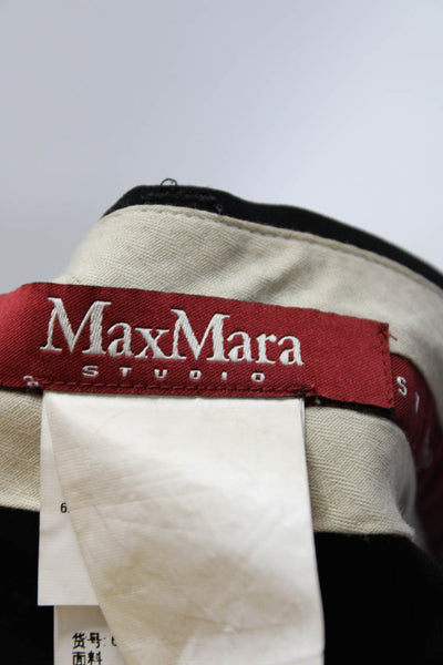 Max Mara Womens Zipper Fly High Rise Pleated Straight Leg Pants Black Size 4