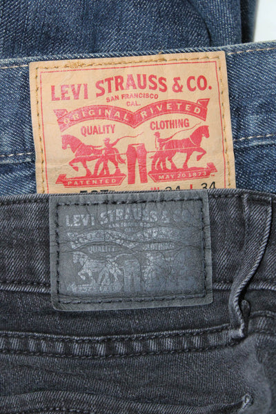 Levis Mens Cotton Color Dark Wash Straight 5-Pocket Jeans Black Size 27 34 Lot 2