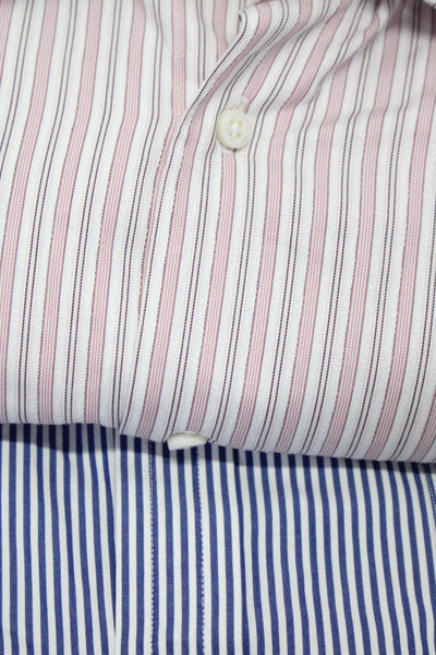 Lincs Men's Collar Long Sleeves Cotton Button Down Shirt Striped Size XL Lot 2