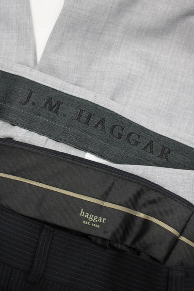 Haggar Mens Mid-Rise Pleated Front Dress Trousers Gray Black Size 34 36 Lot 2
