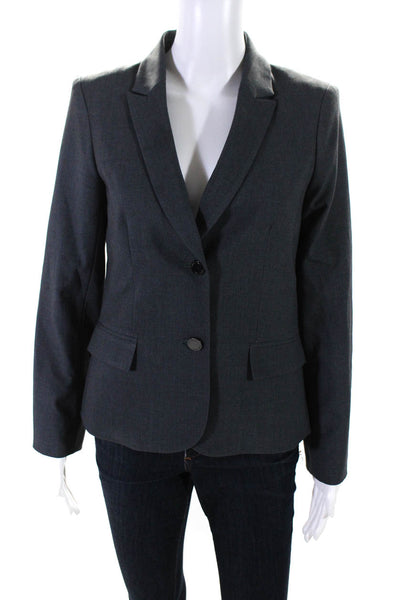 Calvin Klein Womens Notched Lapel Two Button Long Sleeve Blazer Gray Size S