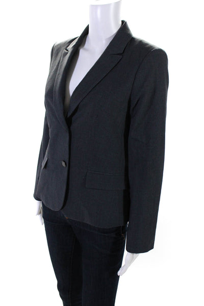 Calvin Klein Womens Notched Lapel Two Button Long Sleeve Blazer Gray Size S