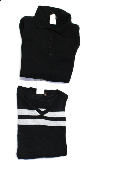 IKKS Boys Long Sleeve Striped V Neck Collar Sweatshirts Gray Black Size 10 Lot 2