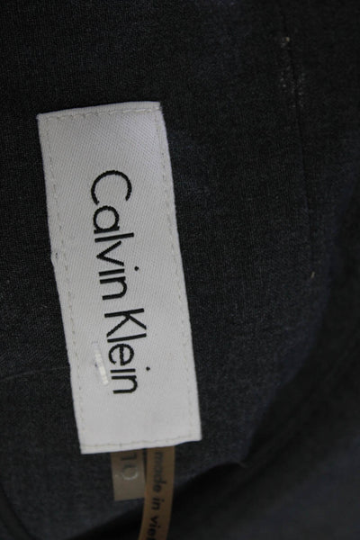 Calvin Klein Womens Darted Striped Snap Buttoned Collar Blazer Gray Size 10