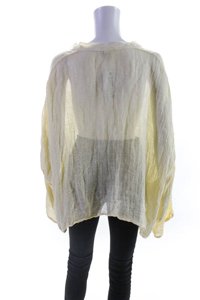 Sunday Women's Linen Blend Oversized V Neck Pullover Sweater Yellow Size XS