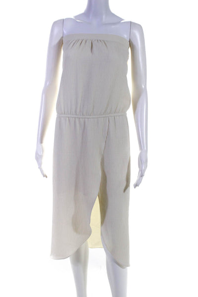 Drew Womens White Textured Elastic Waist Strapless Slit Front Lined Dress SizeXS