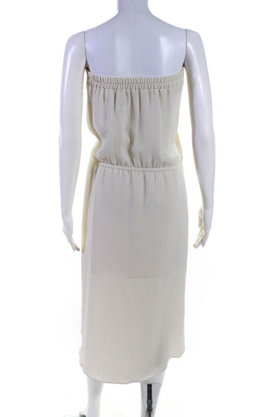 Drew Womens White Textured Elastic Waist Strapless Slit Front Lined Dress SizeXS
