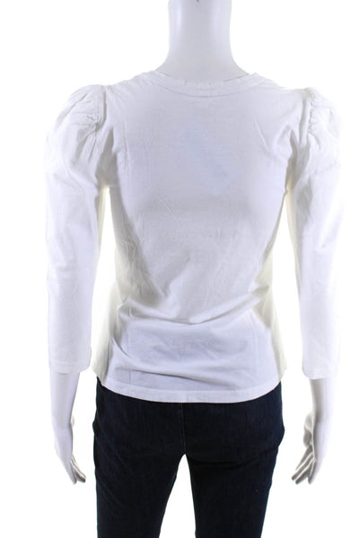 ALC Womens 3/4 Sleeve Scoop Neck Lightweight Tee Shirt White Cotton Size XS