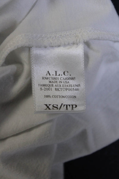 ALC Womens 3/4 Sleeve Scoop Neck Lightweight Tee Shirt White Cotton Size XS