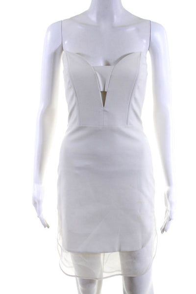 Mason Womens Sweetheart Neck Cut Out Strappless High Low Dress White Size 0