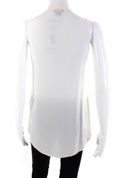Theory Womens Sleeveless V Neck Boxy Lightweight Silk Shirt White Size Medium