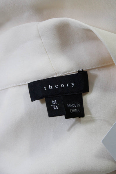 Theory Womens Sleeveless V Neck Boxy Lightweight Silk Shirt White Size Medium